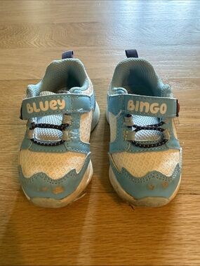 Bluey & Bingo Kids Light Blue Mesh Sneakers with Hook-and-Loop Straps